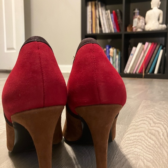 Nine West Brown and Red Mary Jane Heels - Picture 3 of 7